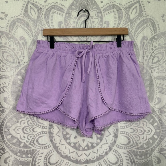 Nwt No Boundaries Elastic Stretch Tie Waist Flap Shorts Crochet Bottom Purple XL - Picture 1 of 10